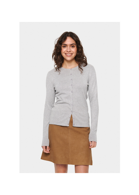 Saint Tropez Mila Cardigan in Pearl Grey Melange by Saint Tropez