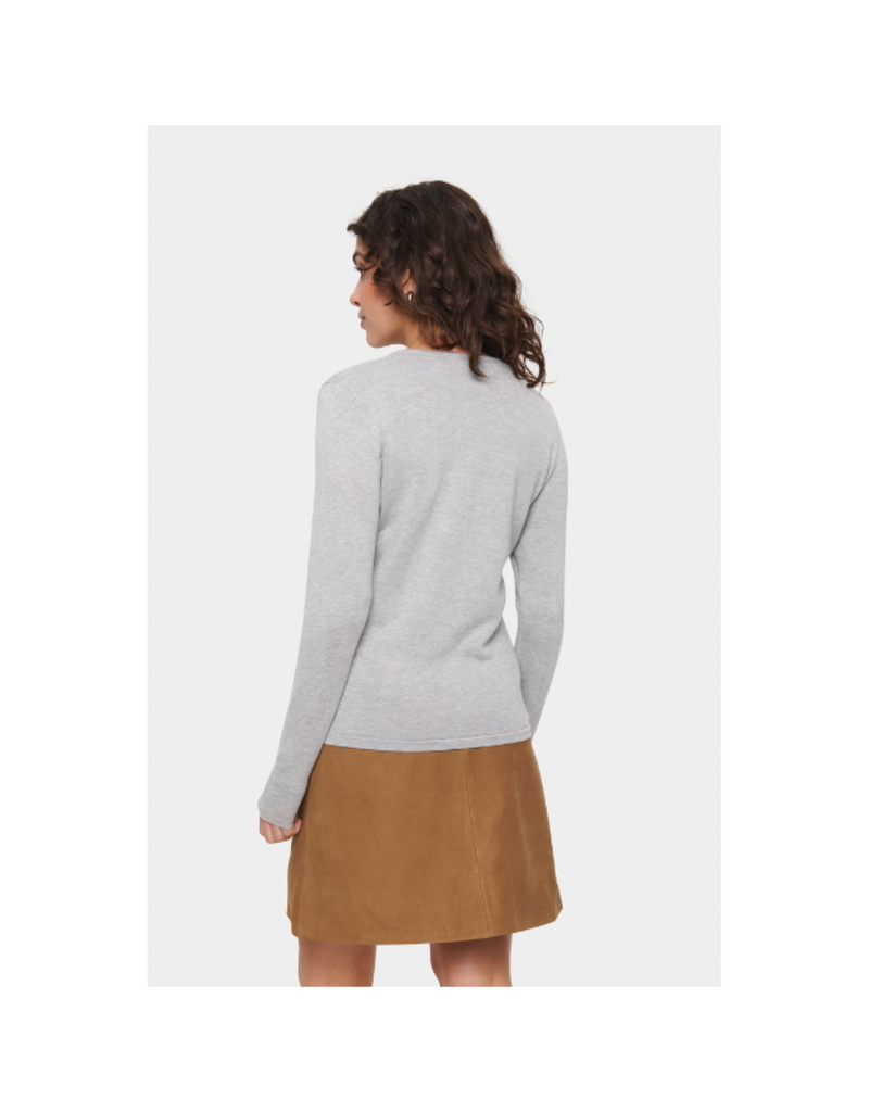 Saint Tropez Mila Cardigan in Pearl Grey Melange by Saint Tropez