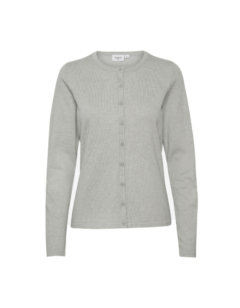 Saint Tropez Mila Cardigan in Pearl Grey Melange by Saint Tropez