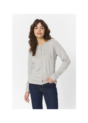 Saint Tropez Mila Cardigan in Pearl Grey Melange by Saint Tropez