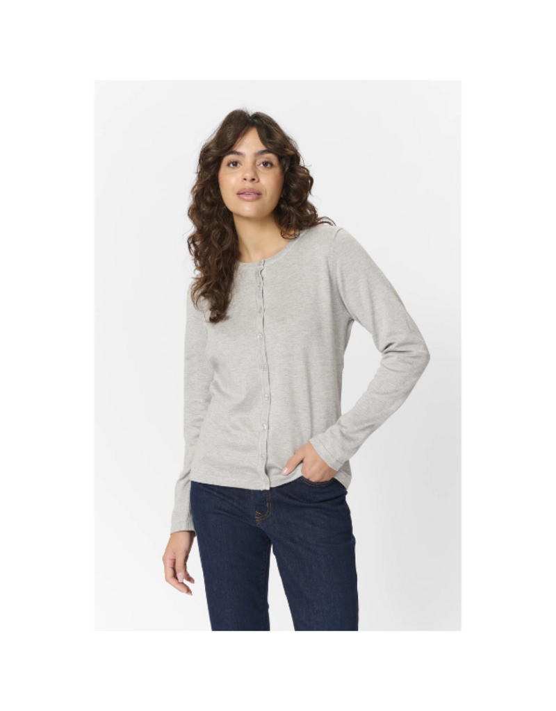 Saint Tropez Mila Cardigan in Pearl Grey Melange by Saint Tropez
