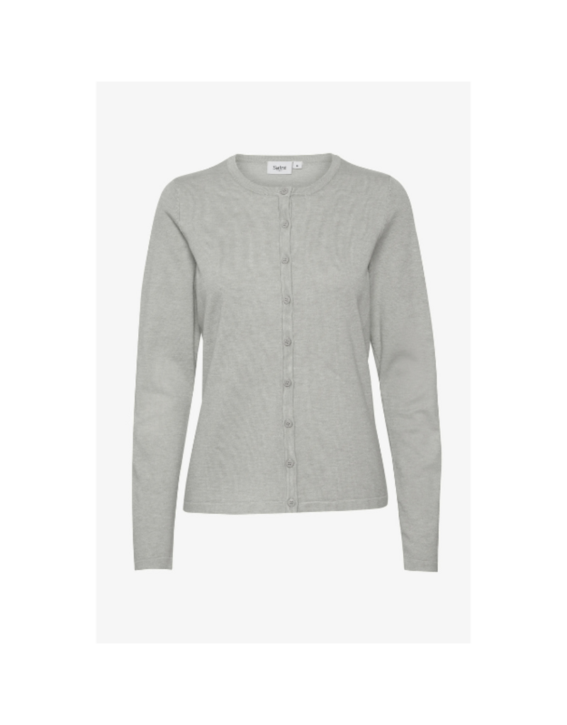 Saint Tropez Mila Cardigan in Pearl Grey Melange by Saint Tropez