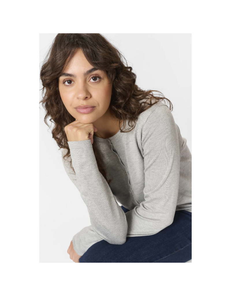 Saint Tropez Mila Cardigan in Pearl Grey Melange by Saint Tropez