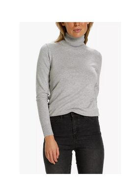 Saint Tropez Mila Turtleneck in Pearl Grey Melange by Saint Tropez