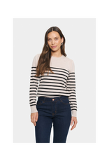 Saint Tropez Mila Round Neck Pullover in Grey Morn Mila Stripe by Saint Tropez