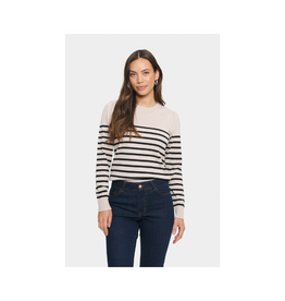 Saint Tropez Mila Round Neck Pullover in Grey Morn Mila Stripe by Saint Tropez