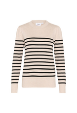 Saint Tropez Mila Round Neck Pullover in Grey Morn Mila Stripe by Saint Tropez