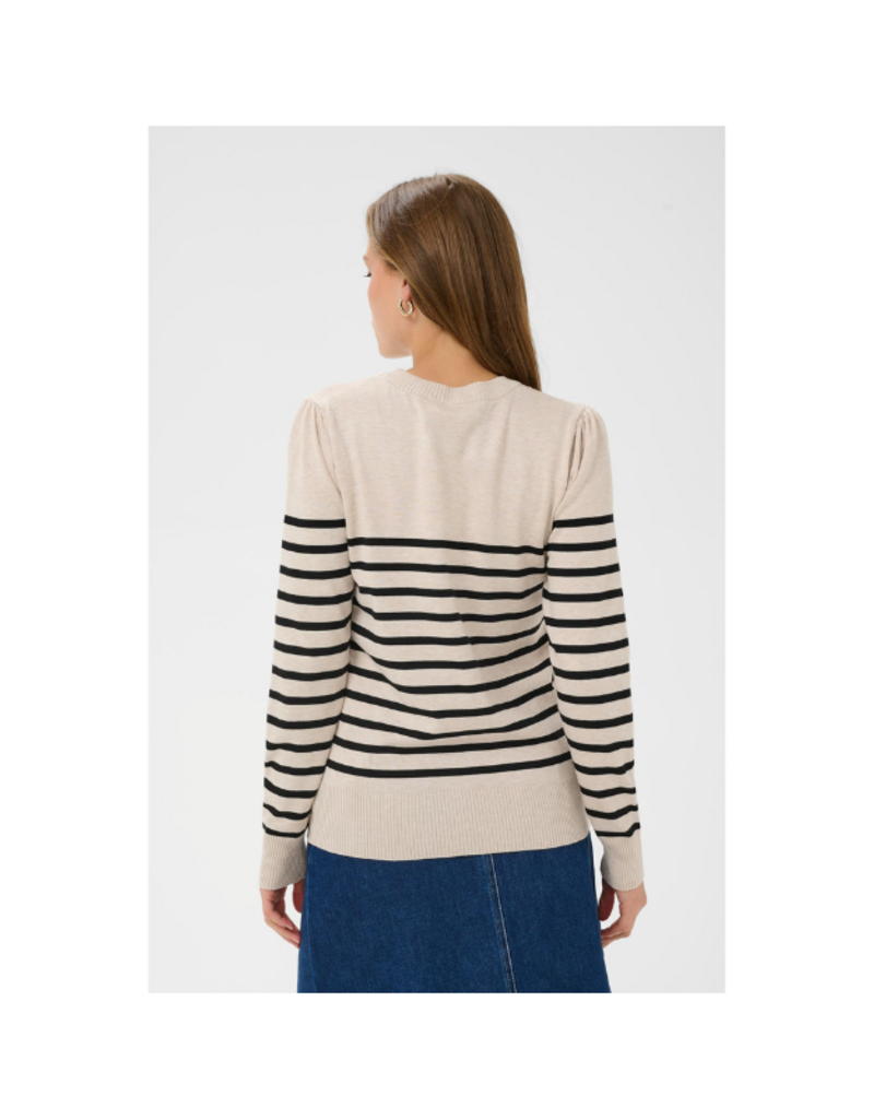 Saint Tropez Mila Round Neck Pullover in Grey Morn Mila Stripe by Saint Tropez