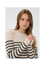 Saint Tropez Mila Round Neck Pullover in Grey Morn Mila Stripe by Saint Tropez