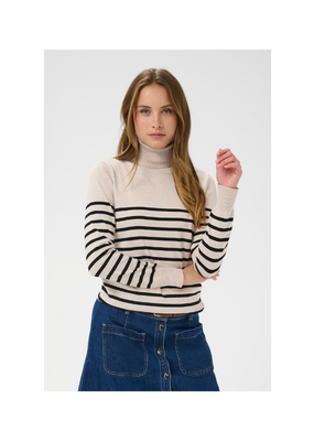Saint Tropez Mila Turtleneck in Grey Morn Mila Stripe by Saint Tropez