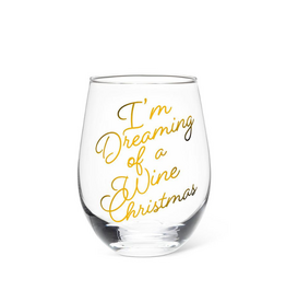 Dreaming of a Wine Christmas Stemless Wine Glass