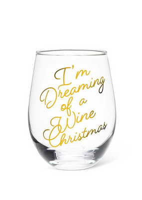 Dreaming of a Wine Christmas Stemless Wine Glass