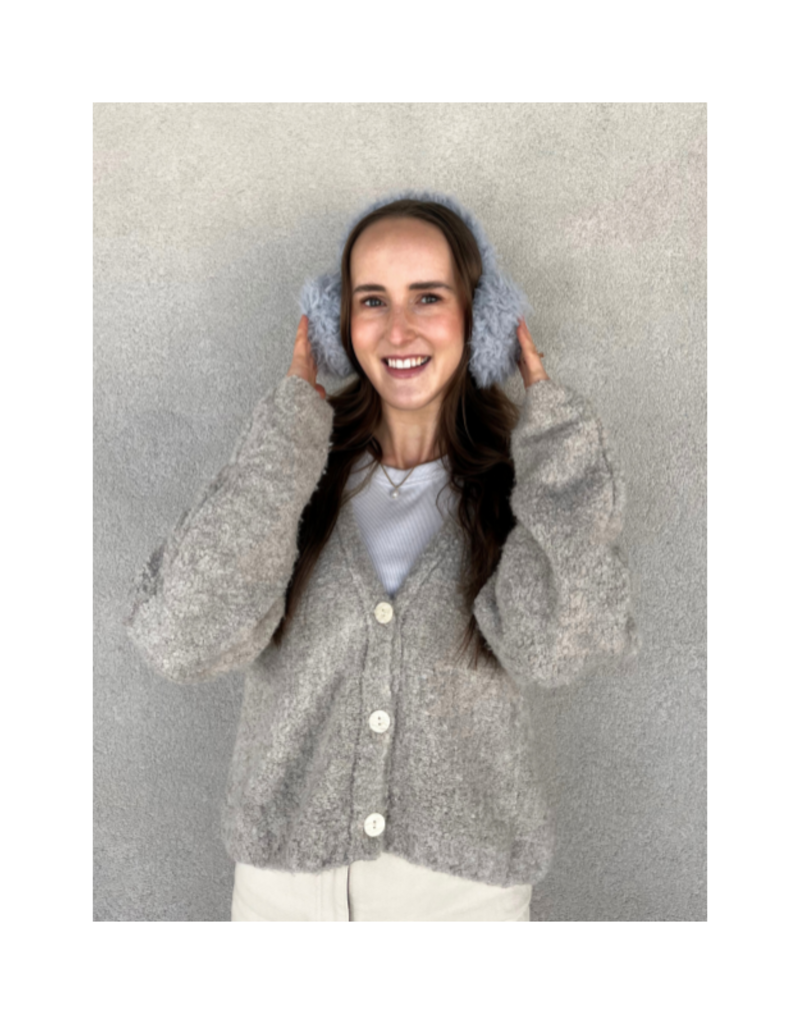 Lemon Loungewear Windy Berber Ear Muffs in Pastel Grey-Blue by Lemon Loungewear