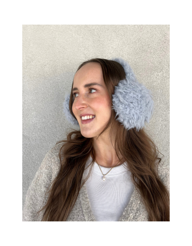 Lemon Loungewear Windy Berber Ear Muffs in Pastel Grey-Blue by Lemon Loungewear