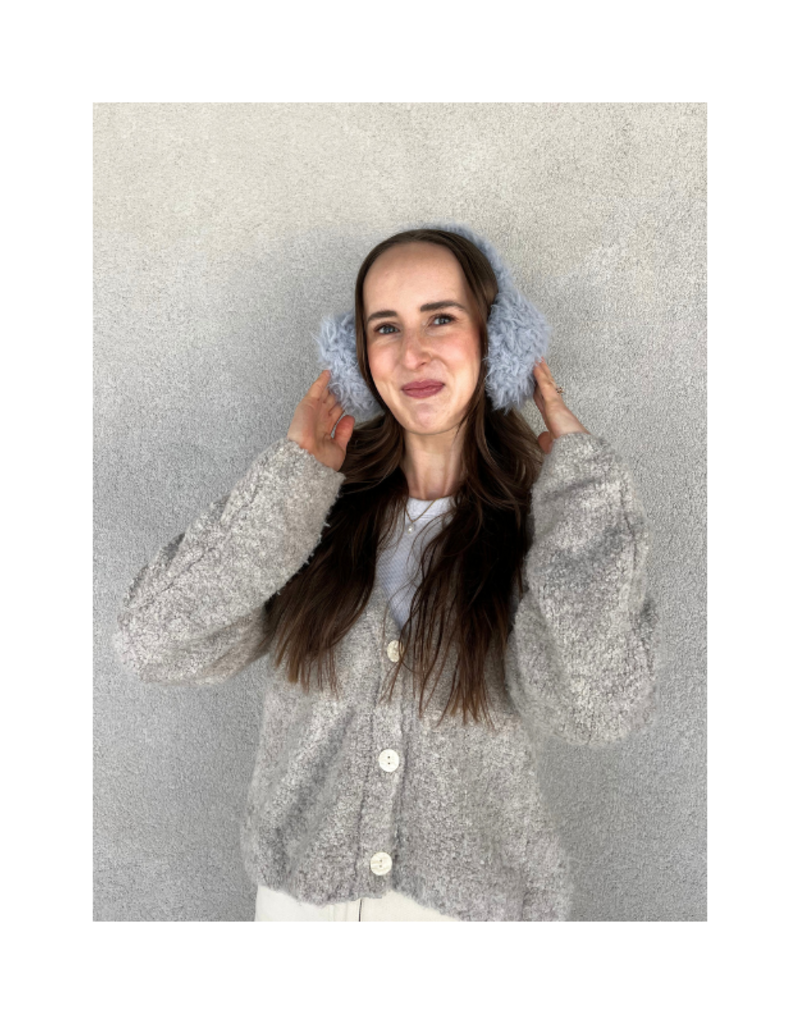 Lemon Loungewear Windy Berber Ear Muffs in Pastel Grey-Blue by Lemon Loungewear