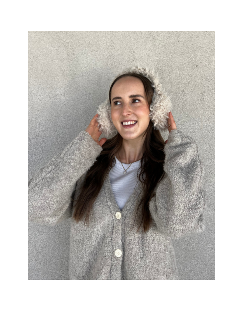 Lemon Loungewear Touch Berber Ear Muffs in Light Beige by Lemon Loungewear