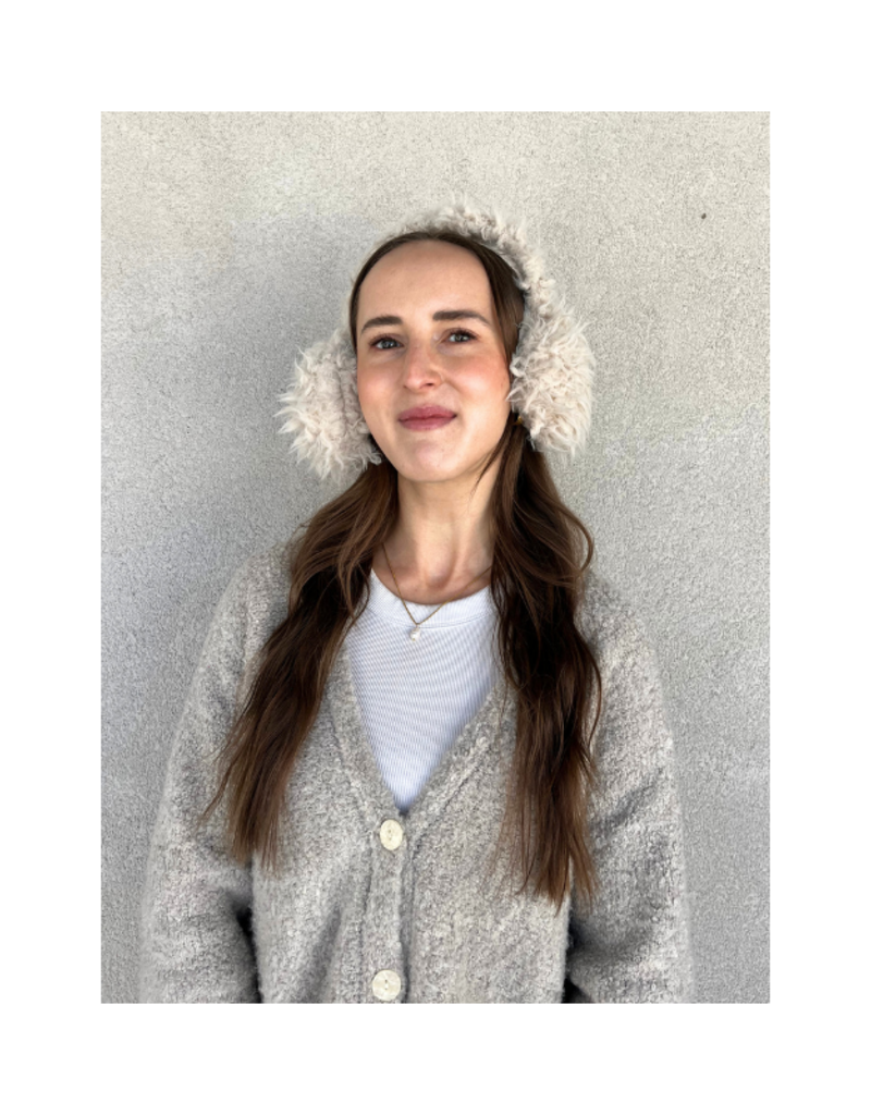 Lemon Loungewear Touch Berber Ear Muffs in Light Beige by Lemon Loungewear