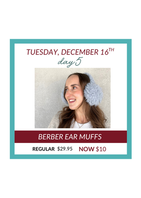 Lemon Loungewear 12 Days of Christmas Deal of Day #5 - Windy Berber Ear Muffs in Pastel Grey-Blue by Lemon Loungewear
