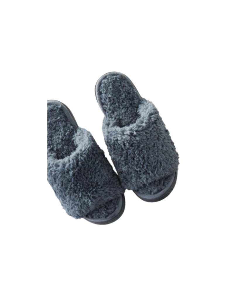 Lemon Loungewear Anywhere Berber Slide Slippers in Charcoal