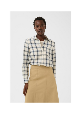 Part Two Yana Shirt in Big Dark Navy Check by Part Two