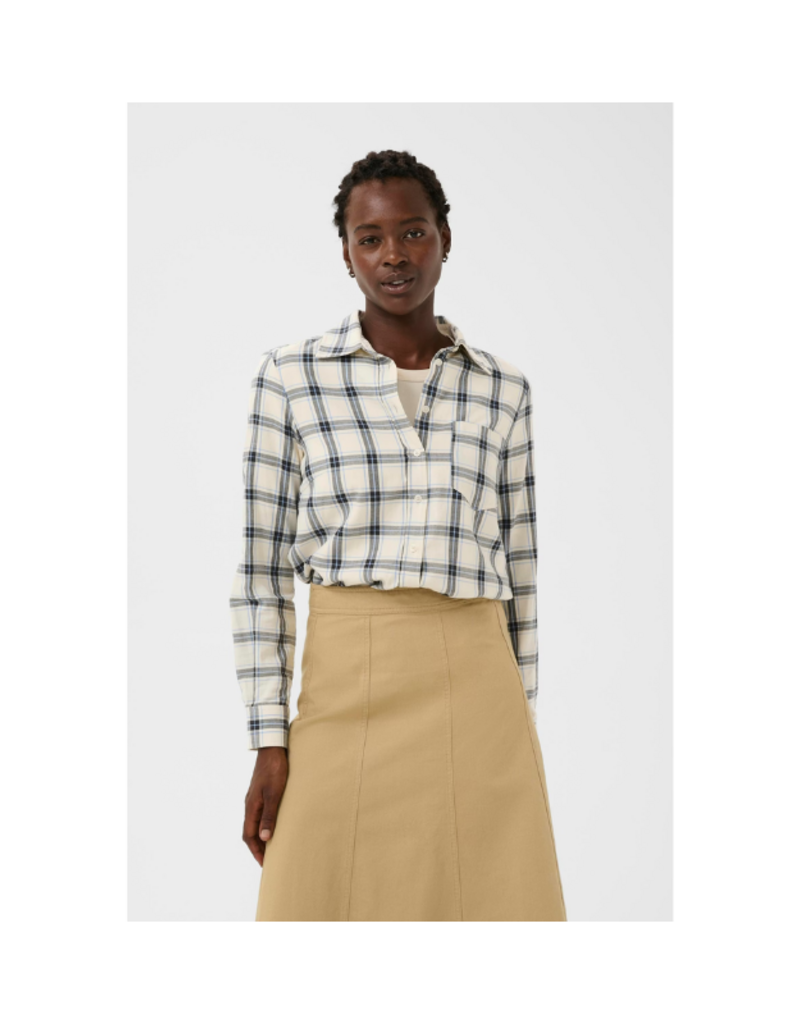 Part Two Yana Shirt in Big Dark Navy Check by Part Two