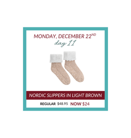 Lemon Loungewear 12 Days of Christmas DEAL OF THE DAY #11 - Nordic Wool Slippers in Light Brown