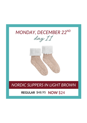 Lemon Loungewear 12 Days of Christmas DEAL OF THE DAY #11 - Nordic Wool Slippers in Light Brown