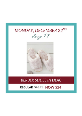 Lemon Loungewear 12 Days of Christmas DEAL OF THE DAY #11 - Anywhere Berber Slide Slippers in Lilac