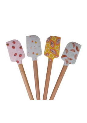 Silicone Wood Spatula Fruit Set