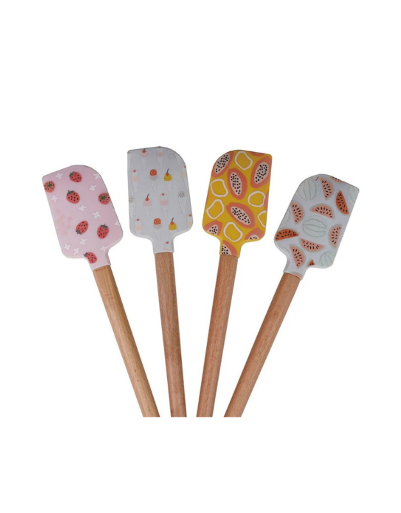 Silicone Wood Spatula Fruit Set