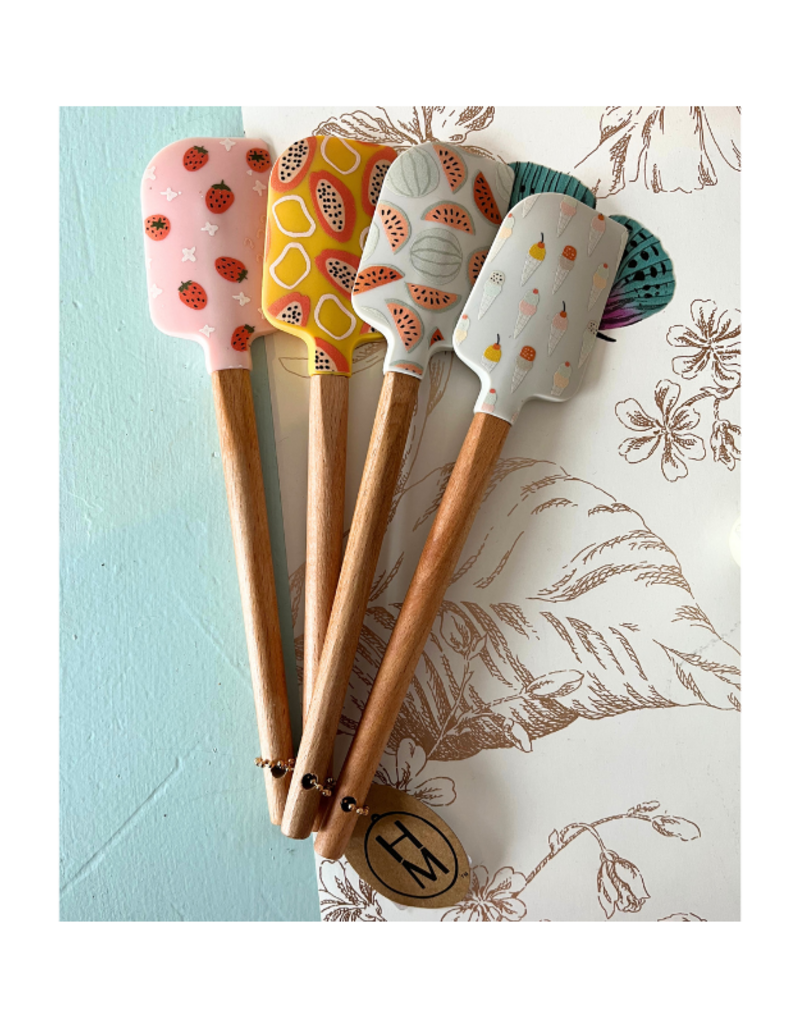Silicone Wood Spatula Fruit Set