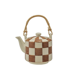 Checkered Stoneware Teapot