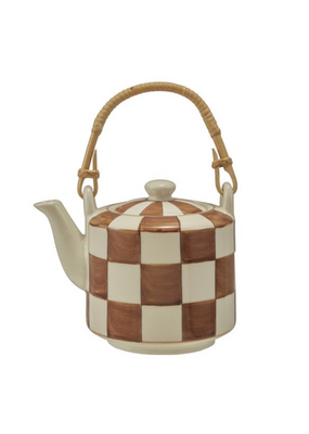 Checkered Stoneware Teapot
