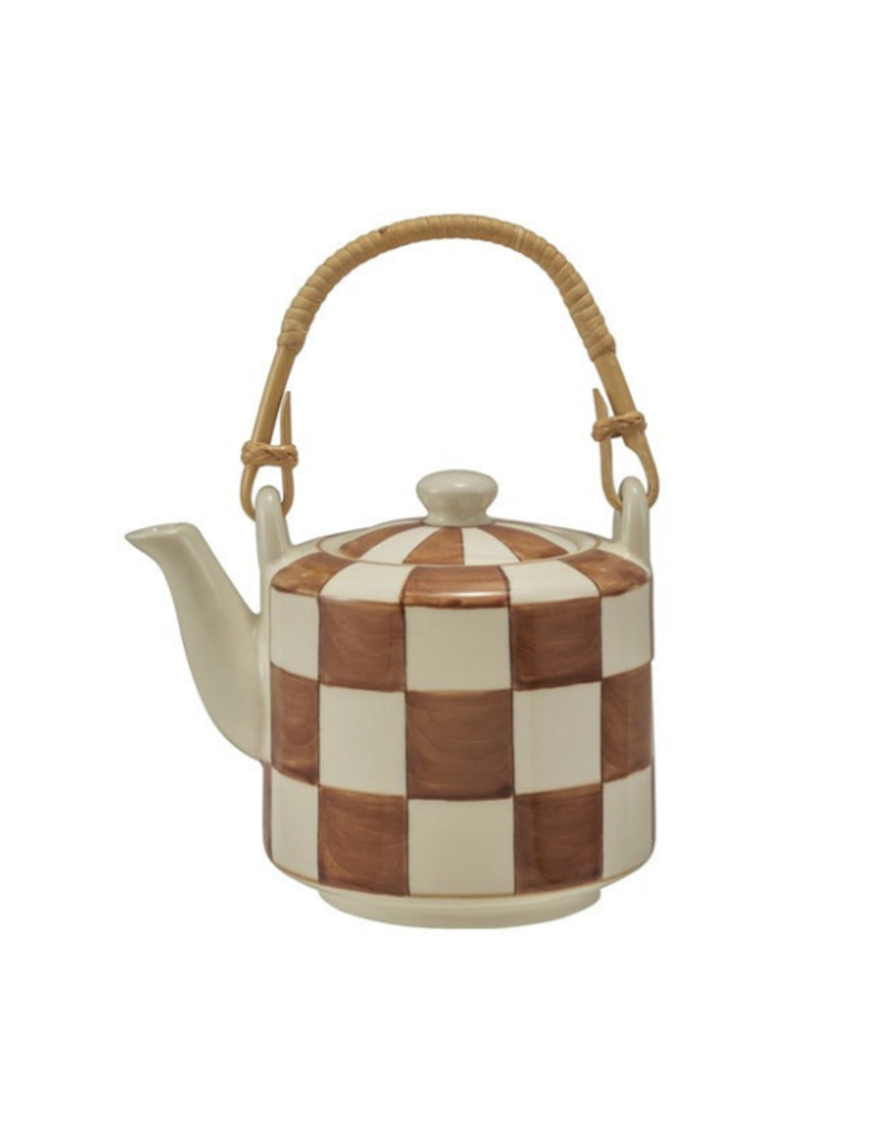 Checkered Stoneware Teapot