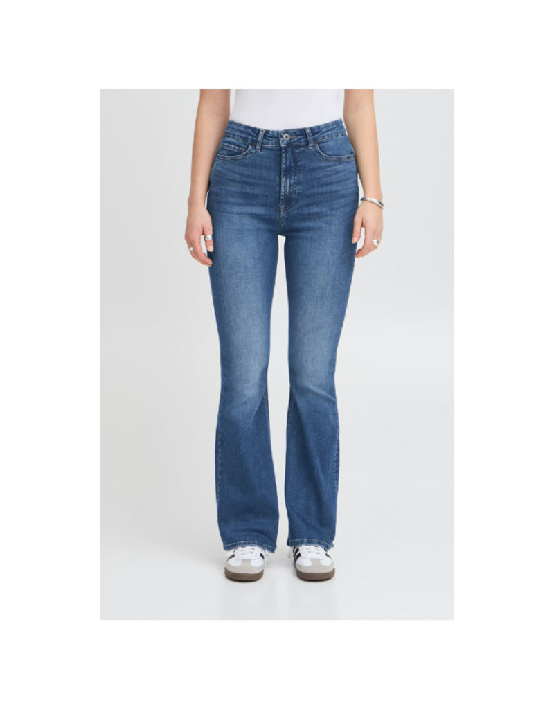 ICHI Twiggy Flaired High Waist Jean in Medium Blue by ICHI