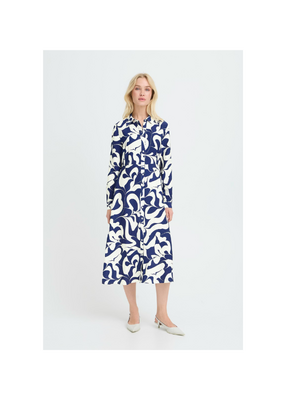 b.young Ikaia Shirt Dress in Medieval Blue by b.young