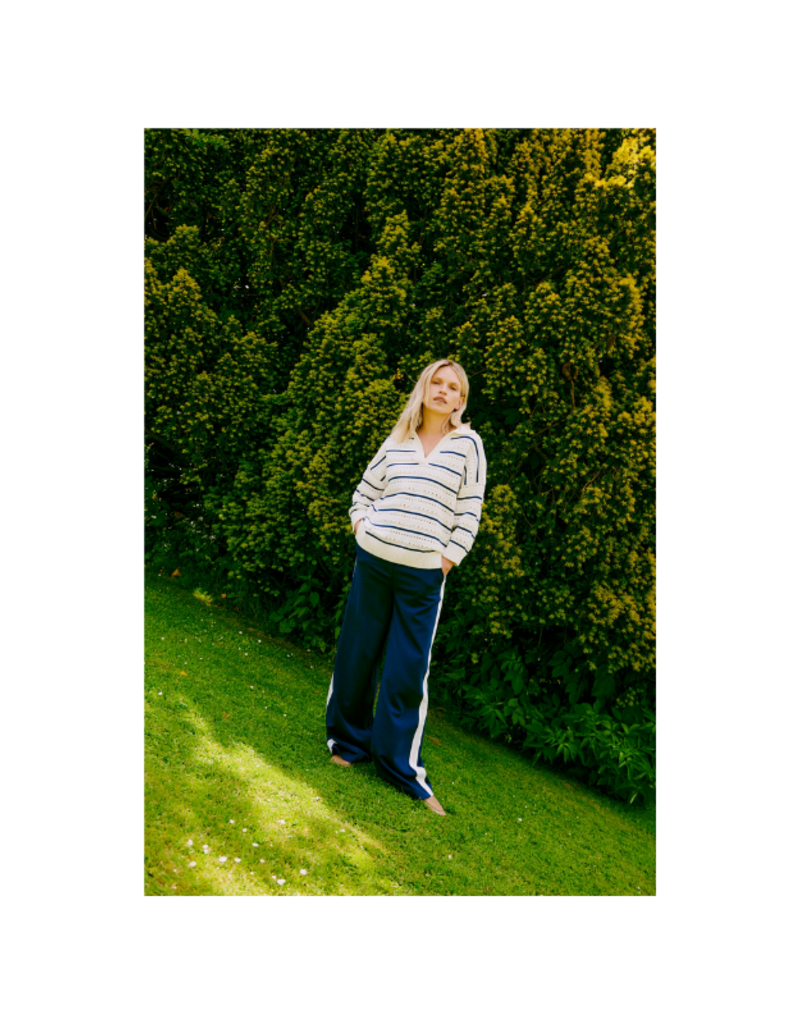 b.young Danta Piping Pants in Medieval Blue by b.young