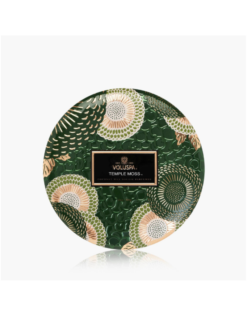Voluspa 3-Wick Tin Candle in Temple Moss by Voluspa