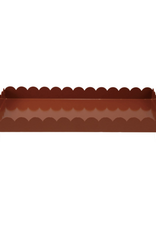 Metal Scalloped Tray Brown