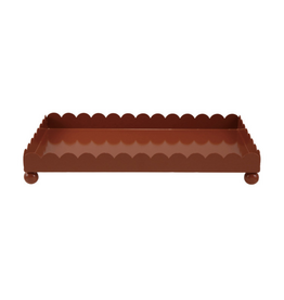 Metal Scalloped Tray Brown