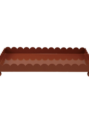 Metal Scalloped Tray Brown