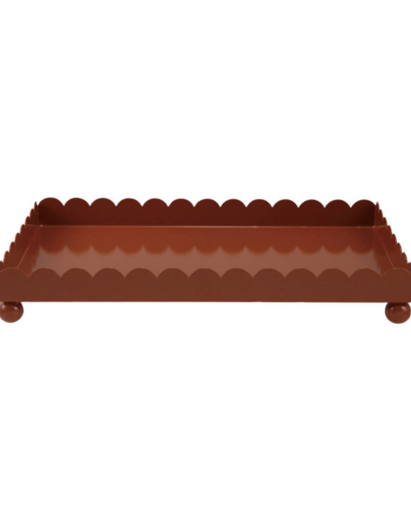 Metal Scalloped Tray Brown