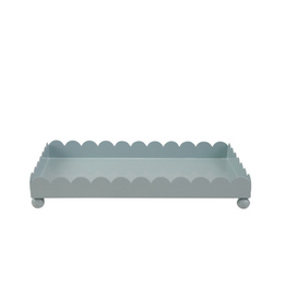 Metal Scalloped Tray Blue