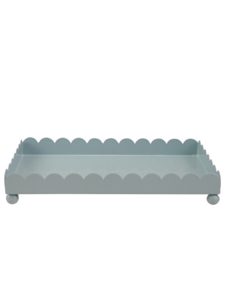 Metal Scalloped Tray Blue