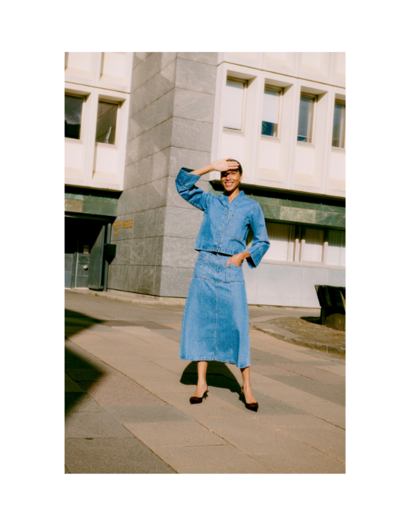 b.young Kacila Shirt in Mid Blue Denim by b.young