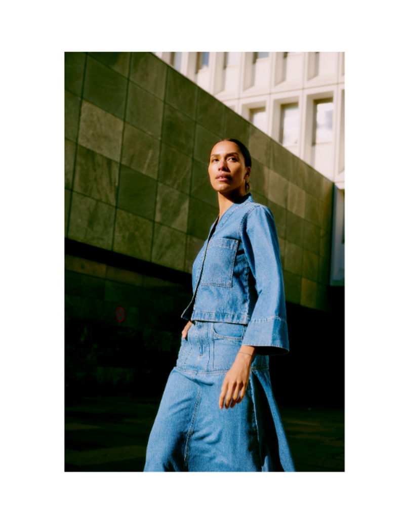 b.young Kacila Shirt in Mid Blue Denim by b.young