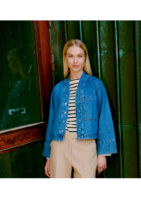 b.young Kacila Shirt in Mid Blue Denim by b.young