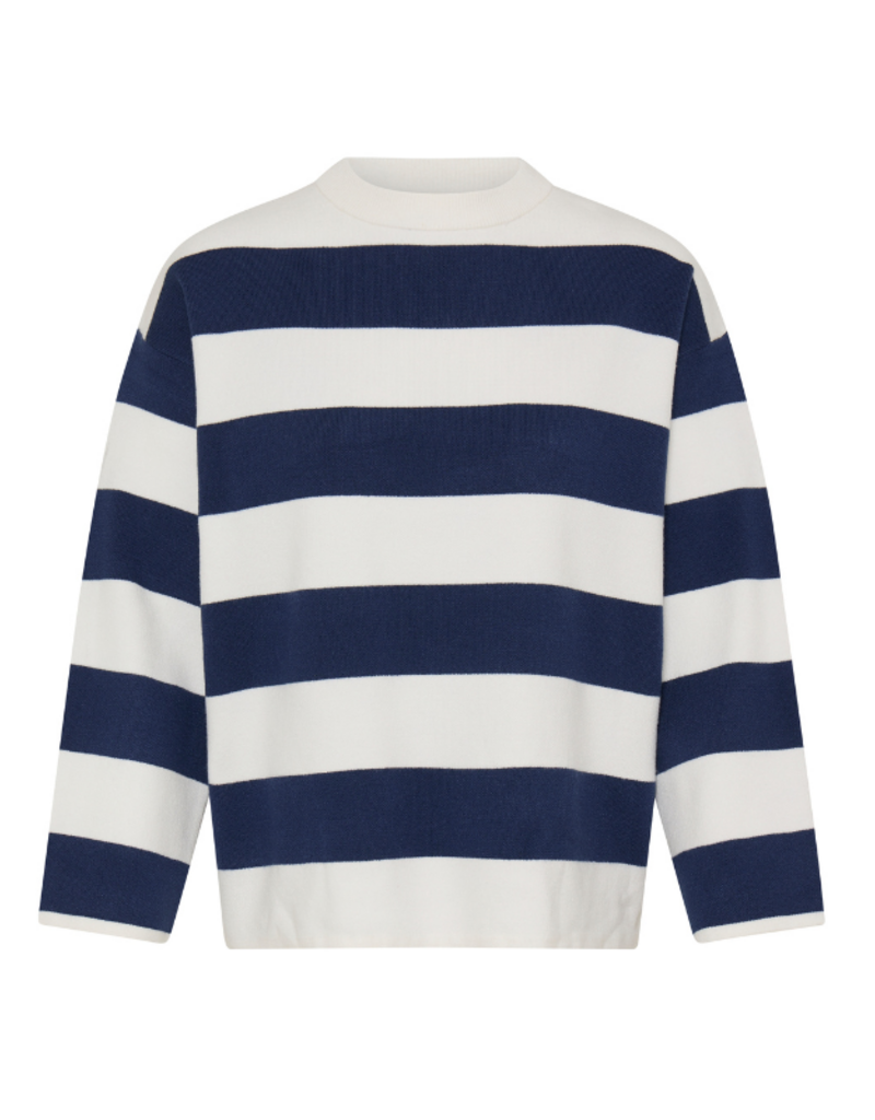 b.young Otari Stripe Sweater in Medieval Blue by b.young