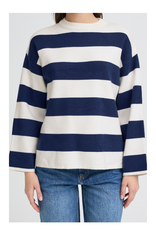 b.young Otari Stripe Sweater in Medieval Blue by b.young