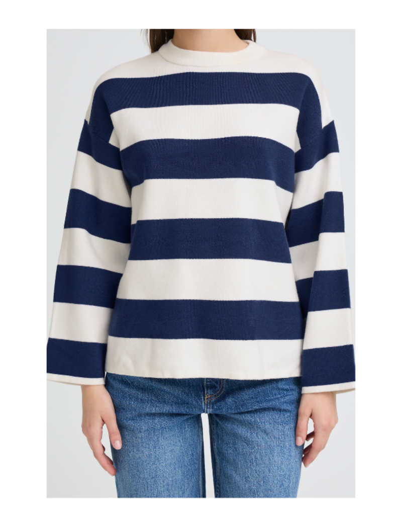 b.young Otari Stripe Sweater in Medieval Blue by b.young